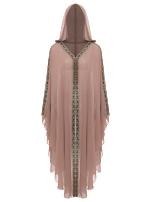 DE ranrann Damen Muslimischen Kleidung Lang Robe Chiffon Kapuzen Umhang Carnival