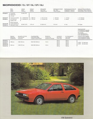 VW VOLKSWAGEN SCIROCCO II 2 KARMANN Prospekt Brochure 87