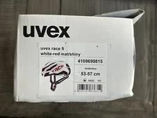 UVEX Race 9 Cycle/Bike Helmet Size 53 - 57cm White- Red Matt/ Shiny -Damaged Box