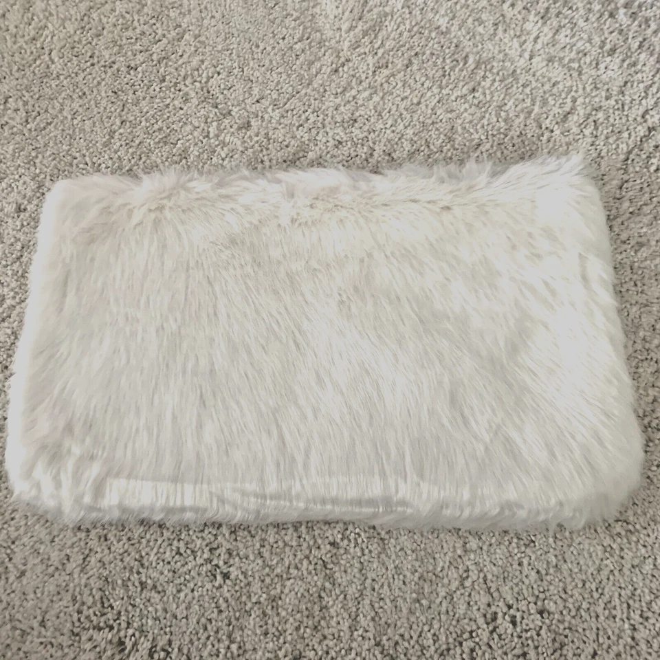 ARHAUS Luxe Faux Fur Lumbar Pillow Cover Ivory 14x24 NEW $89 - Image 3 of 4