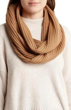 Michael MICHAEL KORS Rib Zipper Infinity Scarf in Dark Camel 68" x 11"