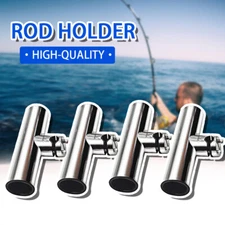 4PCS Boat Stainless Steel Clamp On Fishing Rod Holder For Rails 7/8" to 1" 