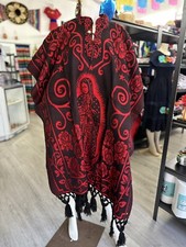 Hermoso Poncho Jorongo Virgen María Mujer Mexicana Cabo Gaban Ruana