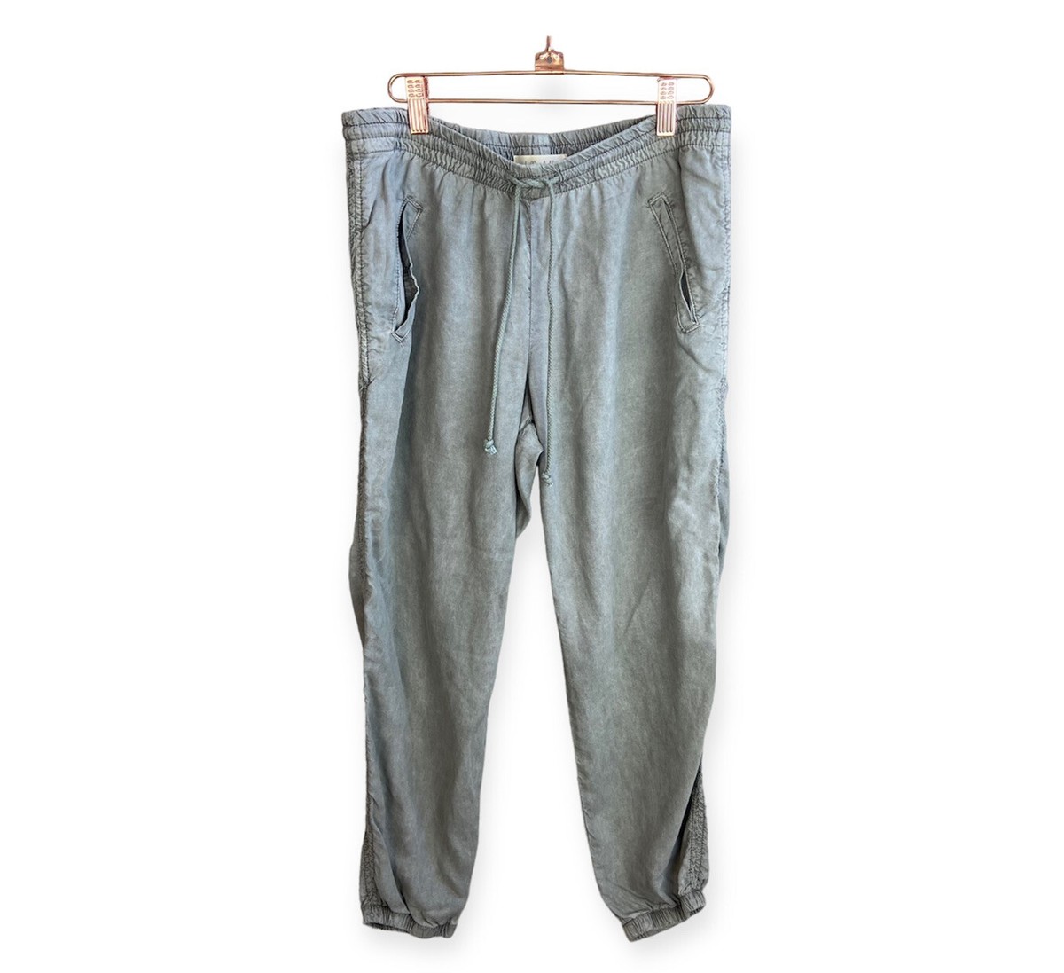 Bella Dahl Green Grey Drawstring Joggers Pants Medium 100% Tencel  display picture 1
