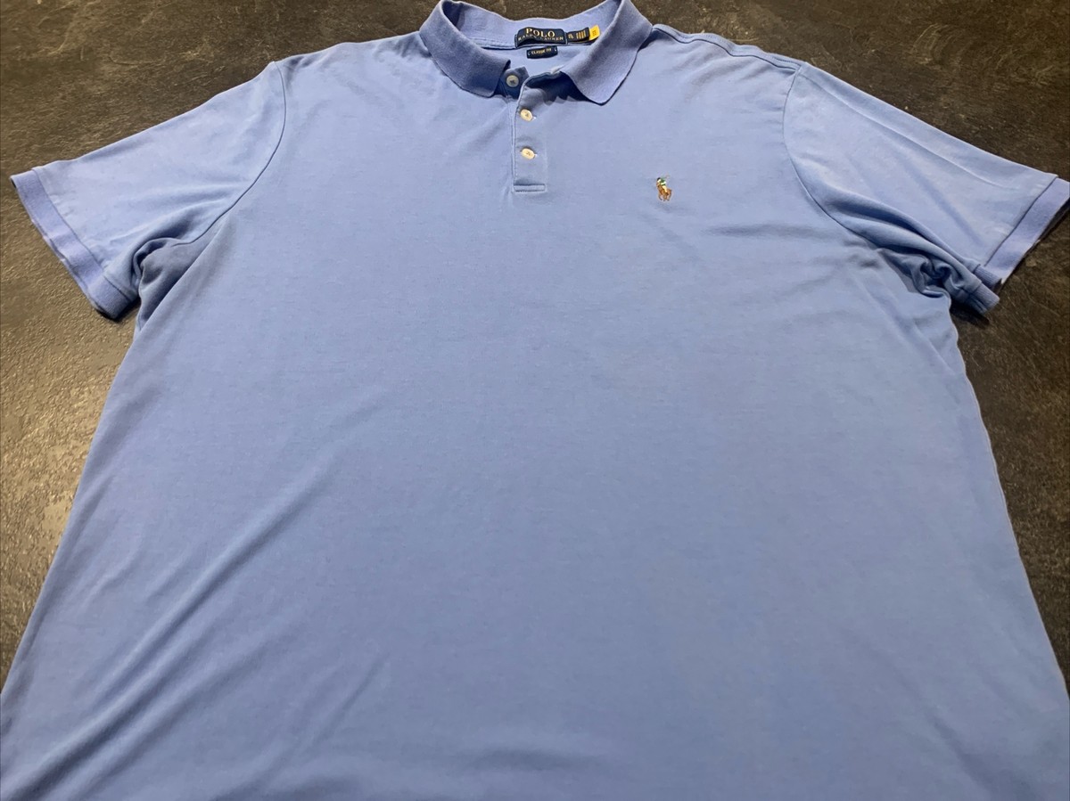 Ralph Lauren Shirt Mens XL Light Blue Golf Polo Flesh Pony