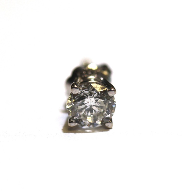 14k white gold .34ct round diamond stud earring SINGLE EARRING NOT A PAIR