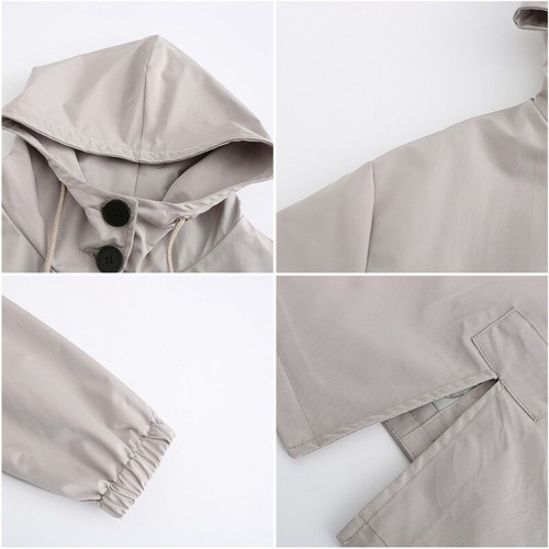 Windbreaker wasserdichter Mantel Kapuze Longjacke locker Übergröße Damen - Bild 21 von 27
