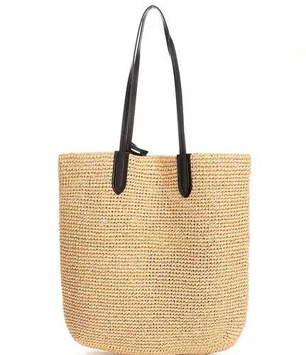 Michael Kors Eliza Large Natural Woven Straw Tote Bag with Pouch - Picture 3 of 8