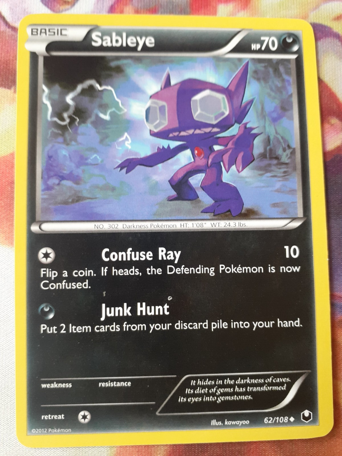 Pokemon 2012 Lightly Played Sableye Dark Explorers 62/108 Card