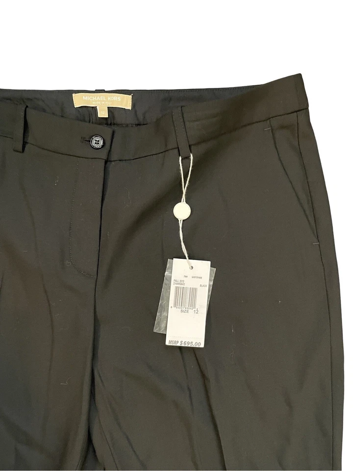 Michael Kors черный прямые штанины брюки женщин размер 12 черный - $695 шерсти Италии - Изображение 2 из 3