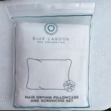 Blue Lagoon Spa Collection, Hair Drying Pillowcase And Scrunchie Set New White