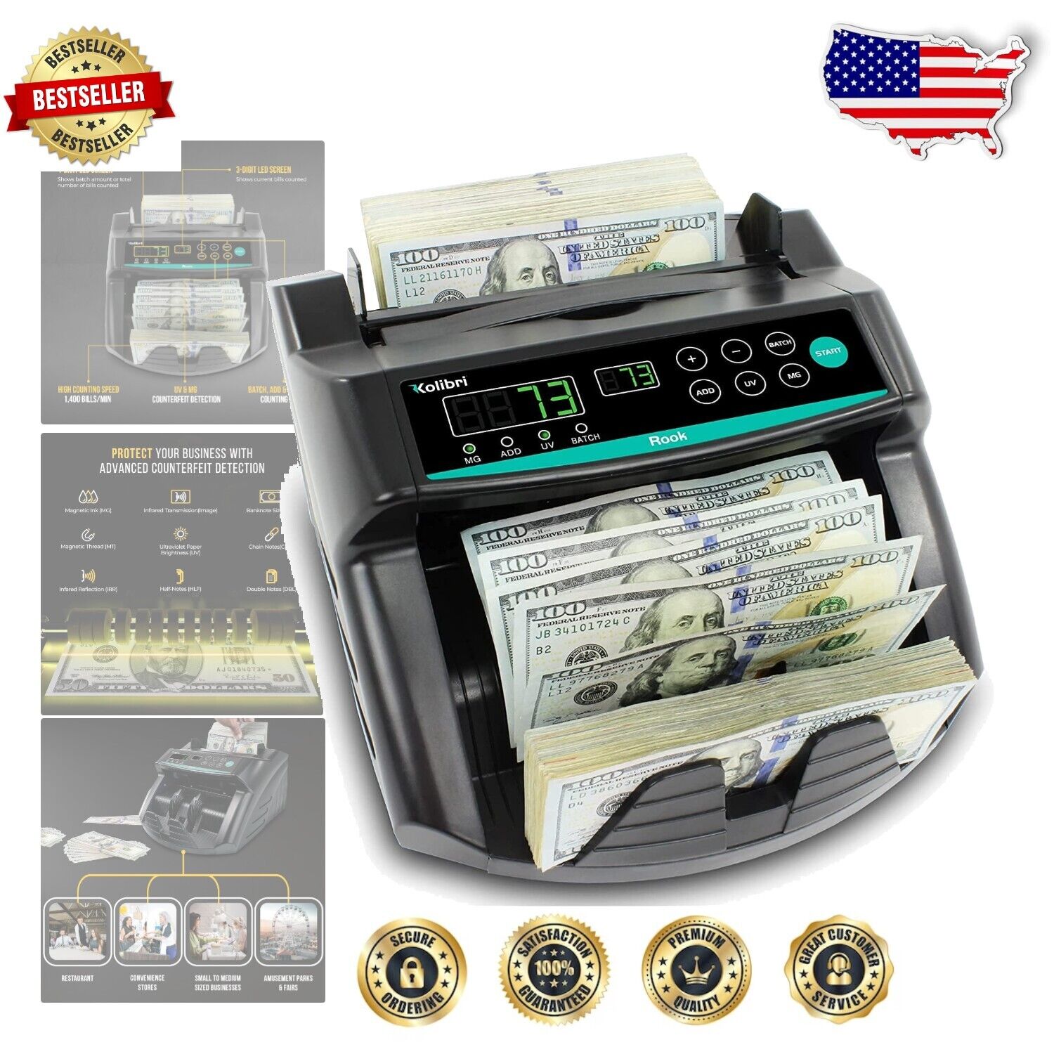 S L1600 Reliable Money Counter With 1-Year - Quick &Amp; Accurate Cash Handling