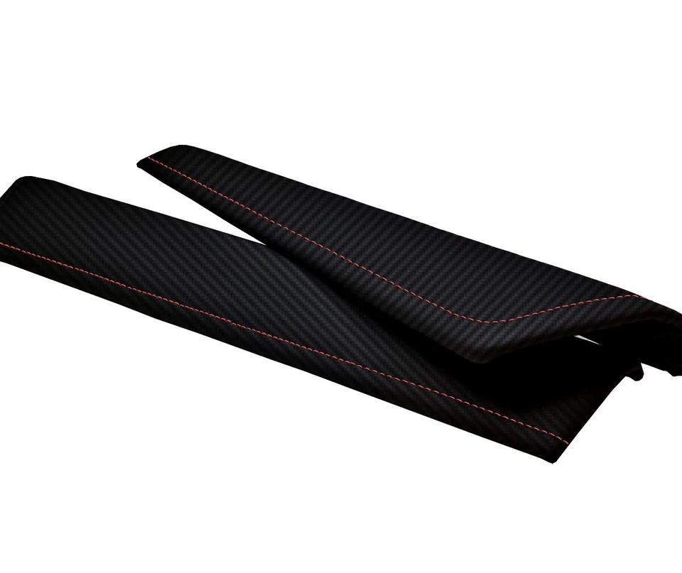 Door Panel Upper Trim Carbon for Subaru BRZ Scion GRS Toyota 13-20 Red Stitch - Image 4 of 4