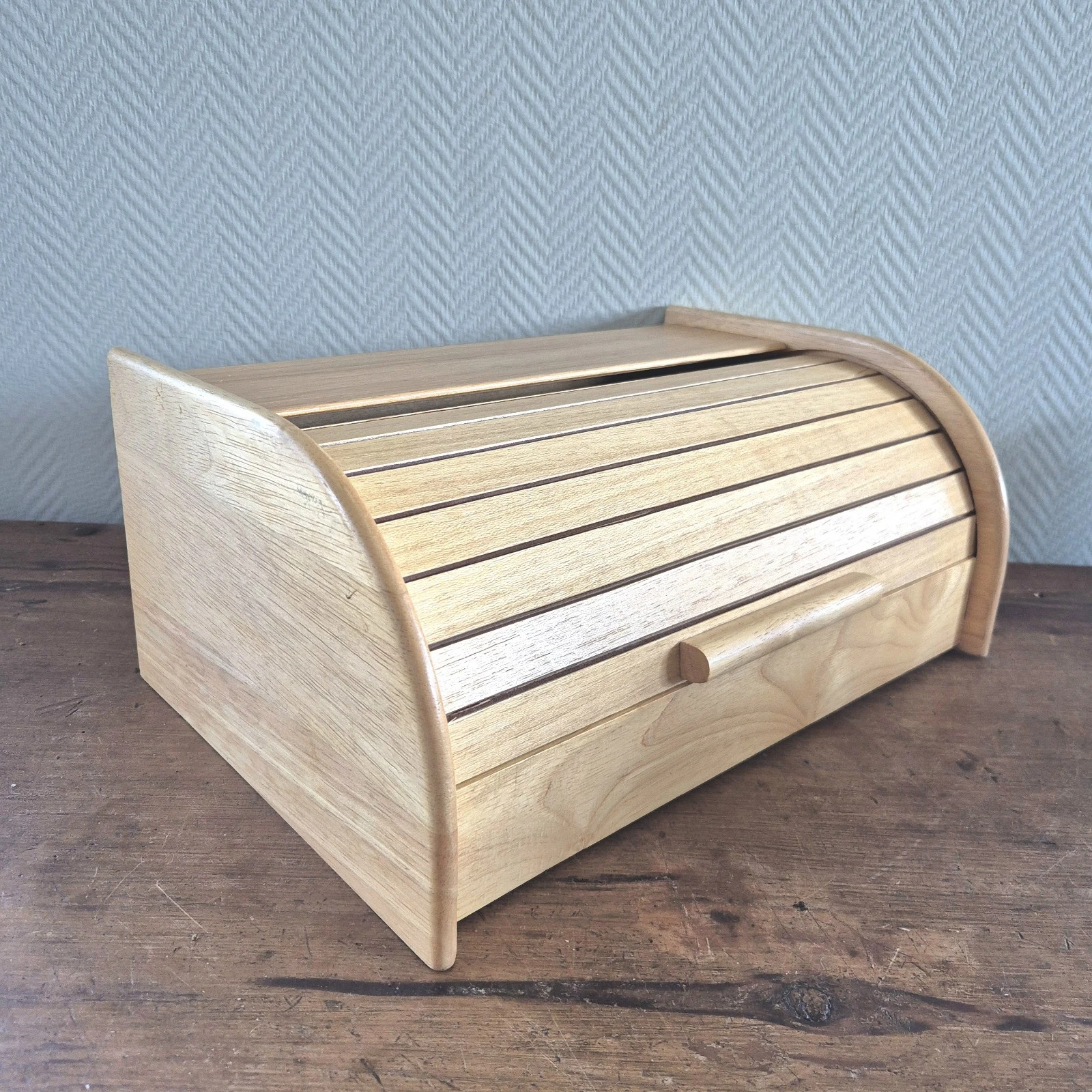 Vintage Wooden Bread Box with Roll Up Lid, Rustic Farm Style, Large
Opens in a new window or tab