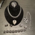 Trifari Marked Silver Toned Jewelry Lot 1950S 1960S