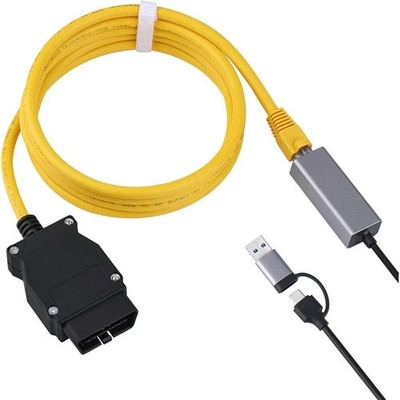 USB to OBD2 2 in 1 Phone to OBD2, Ethernet Connector Tools to OBD Black