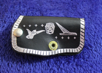 #ad Black Leather Ford Key Case Fob Accessory Crest Galaxie Falcon Truck Thunderbird $28.00