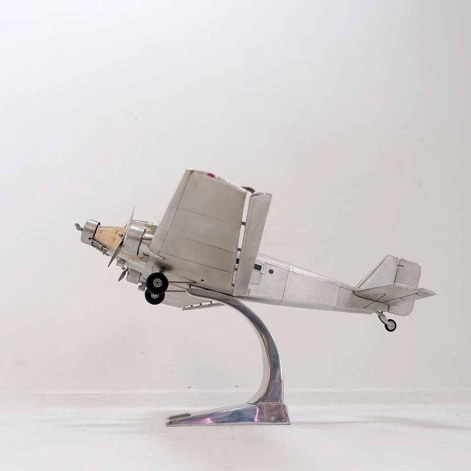 Junkers Ju 52 Aluminium: Wingspan: 100cm. Aluminum Vintage Airplane Ti - Image 4 of 4