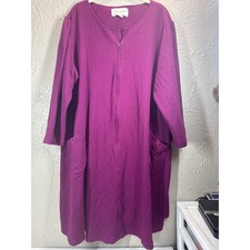 Stan Herman Plum Purple 3/4 Sleeve Half Zip Robe Size 14/16 Approx