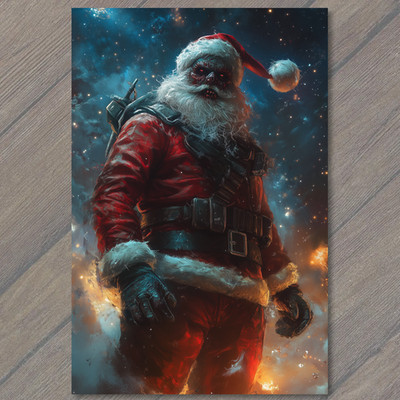 Art Print Zombie Santa Beard Gloves Belt Space Explosion Apocalypse Christmas Wa