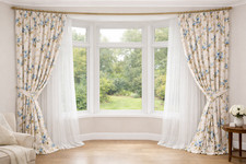 Ashley Wilde Curtains Colefax & Fowler Beige 108" x 108" Lined Braid Trim