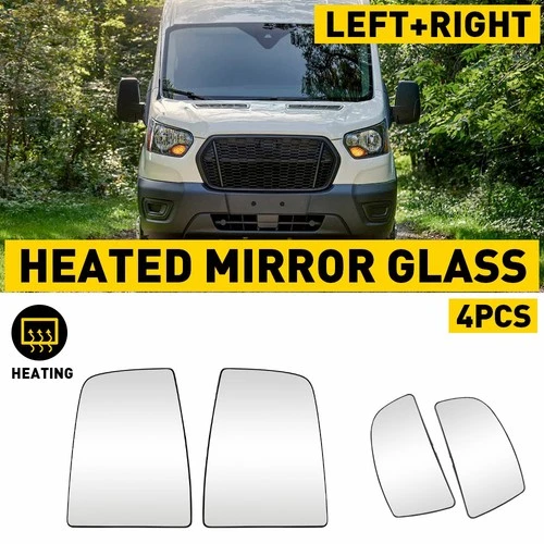 4x L&R Upper/Lower Side View Mirror Glass For 2015-2022 Ford Transit-150 250 350