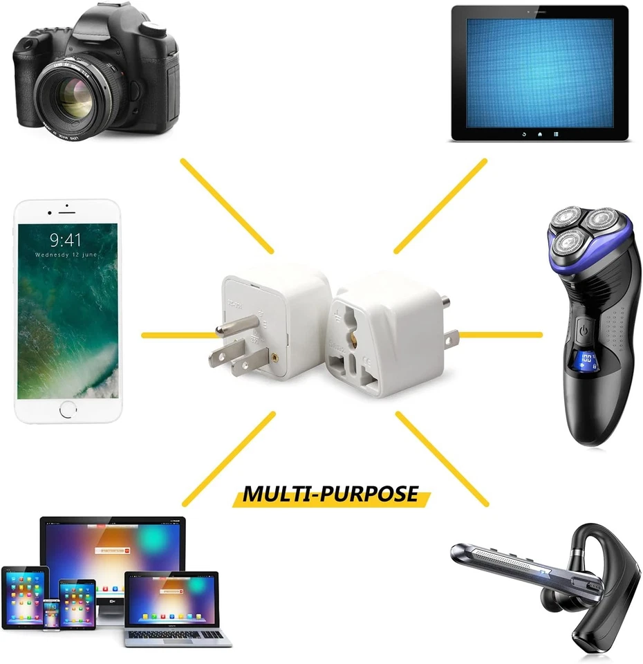 1-1000Pcs European EU To US American Adapter Plug Converter Euro Asia to USA Lot - Image 3 of 4