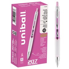 207 Retractable Gel Pens, Medium Point 0.7mm , Black, Pink Ribbon Edition, 1...