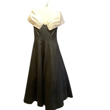 Victor Costa for Neiman Marcus Black Off Shoulder Bow Gown Dress Formal Evening
