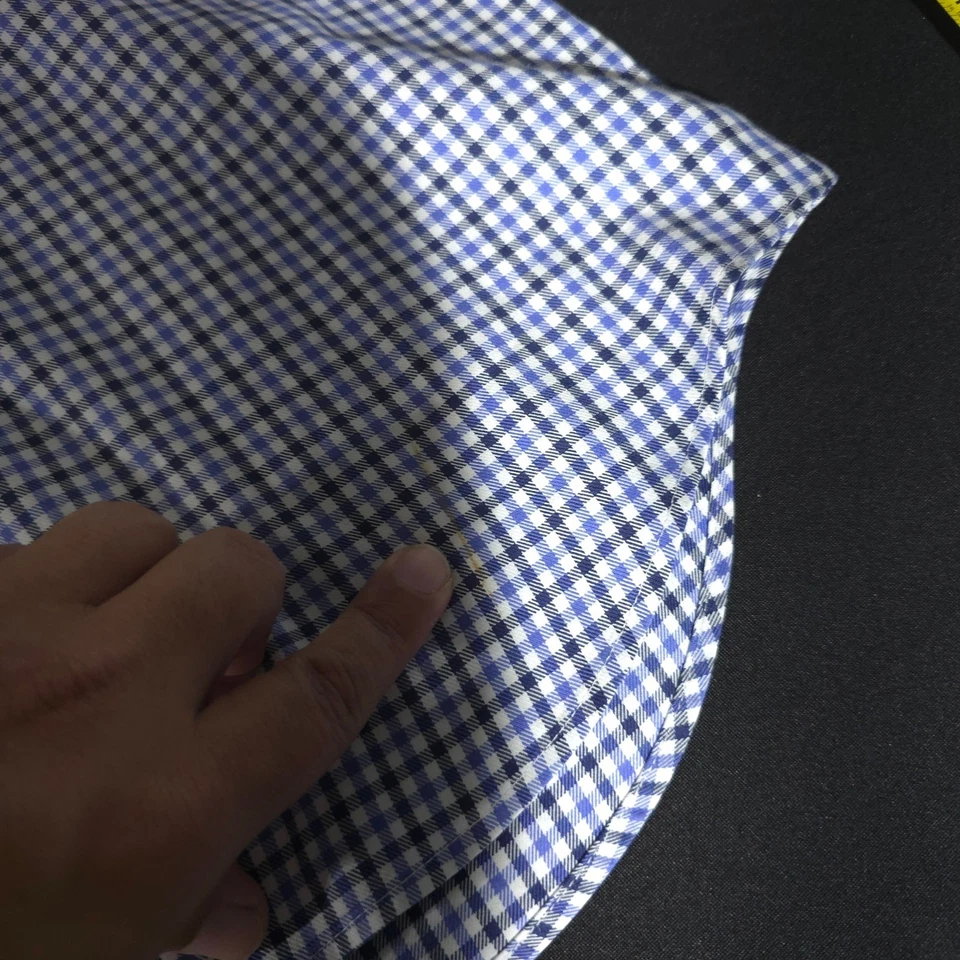 Camisa social masculina manga longa azul Gingham luxo slim fit 15,5 designer JM Lewin - Imagem 4 de 4