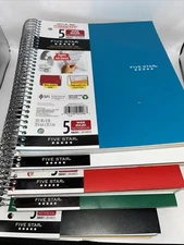 (2)Five Star Wirebound Notebook, 5 Subject, 200 Sheets Assorted Color