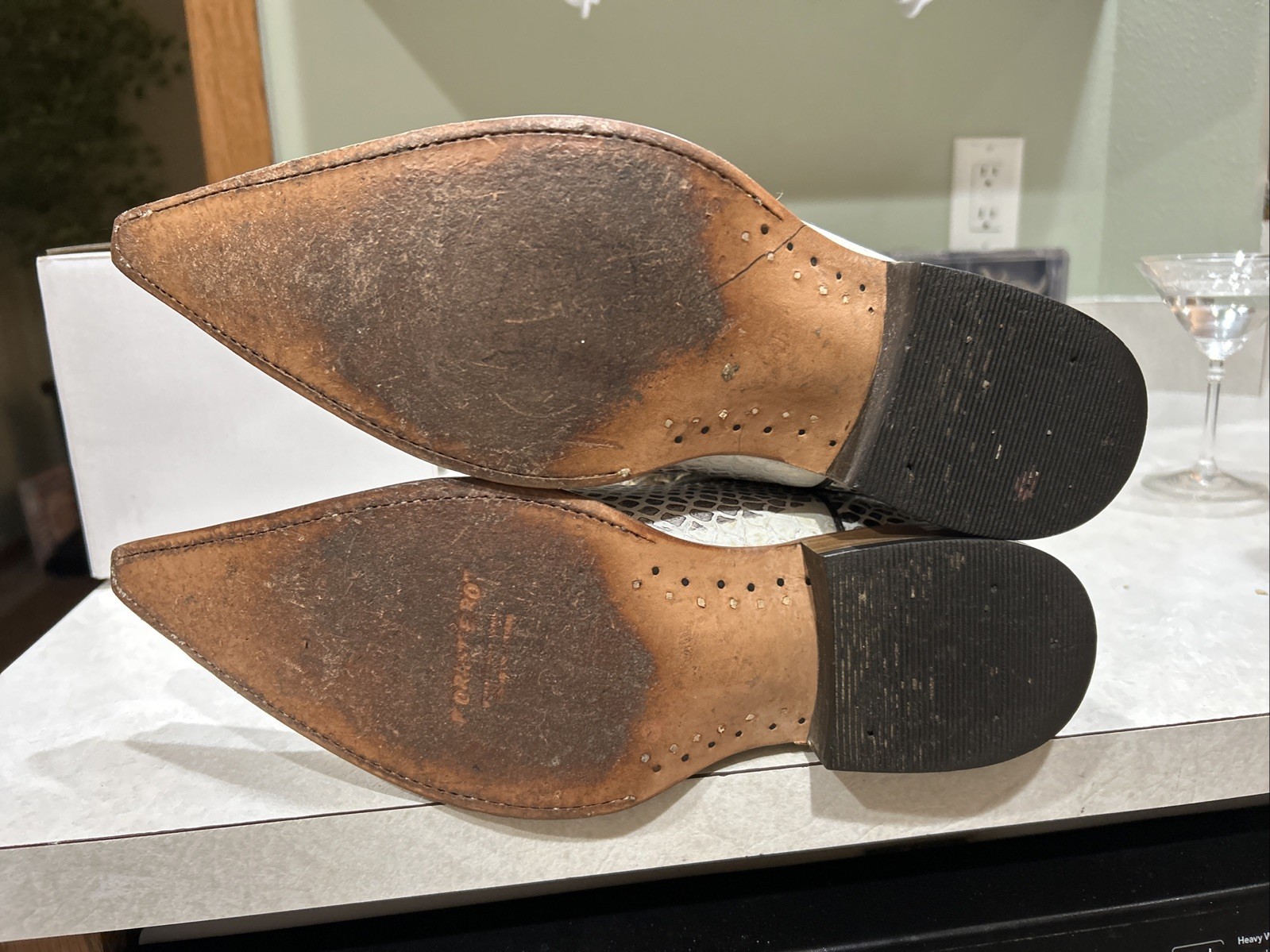 Forastero White Python Reptile Leather Boots Cowb… - image 11