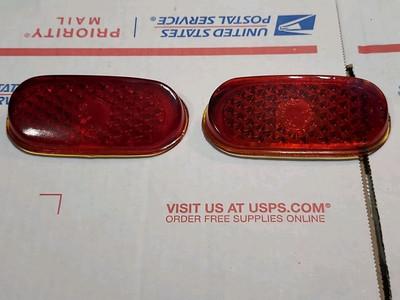 1940 NORS Triflex 278 Chevrolet Car Red Glass Tail Light Lens Master 85 Pair L&R