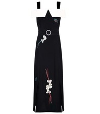 Rixo Chloe Dress Black Ivory Silk Floral Midi Belted Sleeveless Size XS