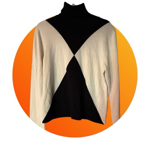 NWT Michael Kors XL Quiet Luxury Silk Cashmere Turtleneck Color Block Sweater