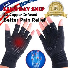 1 PAIR Copper Arthritis Compression Gloves Hand Support Joint Pain Relief USA