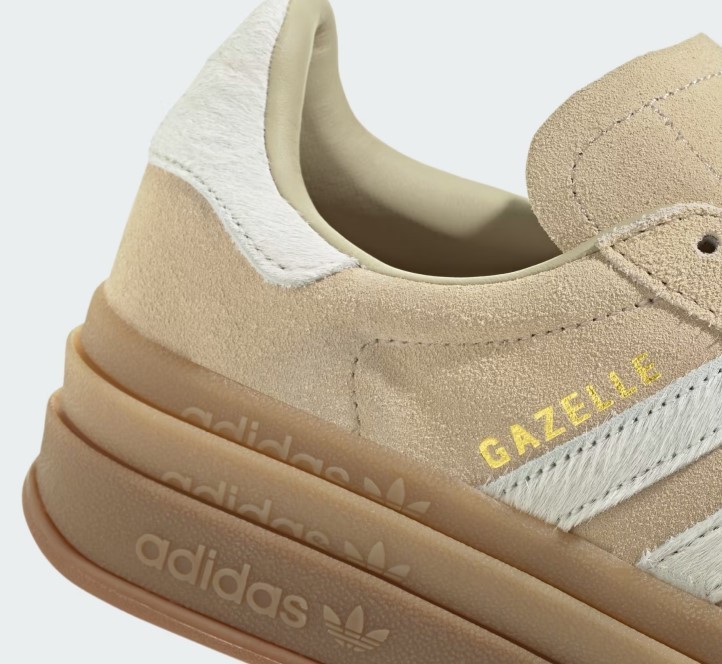 Adidas Women's Gazelle Bold IH4201 Stone Khaki / Cream White / Gold Metallic thumbnail 3