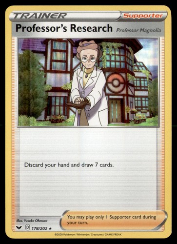Professor's Research (Professor Magnolia) 178/202 Holo Sword & Shield Pokemon LP