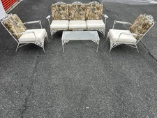 Vintage Meadowcraft Conversation Set Bench, Table & 2 Oversized Chairs ~
