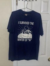 Vintage Men’s Made In USA Blue Size XL I Survived Winter Of 94 T-shirt