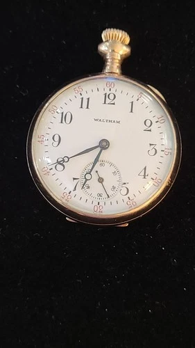 Antique 1912 Waltham 15 Jewel Pocket Watch 14k Gold Filled Case 29g EXCELLENT
