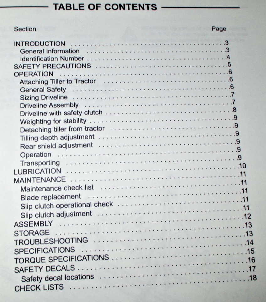 Case IH TLX (72" & 80") Heavy Duty Tiller Operators Manual 87043085 ORIGINAL! - Image 2 of 3