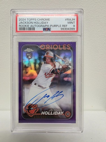 JACKSON HOLLIDAY 2024 TOPPS CHROME ROOKIE PURPLE RC AUTO /250 PSA 9