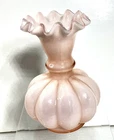 Vintage Vase Fenton NO Marks Pink Dusty Rose Melon Double Ruffle Art Deco 1940s