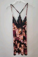 Linea Donatella Lace Trimmed Butterfly Chemise Black Purple Size Large Lingerie