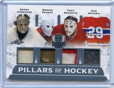 2017-18 Leaf Masked Men Pillars of Hockey 4/4 Quad Patch Esposito / Dryden PH-01