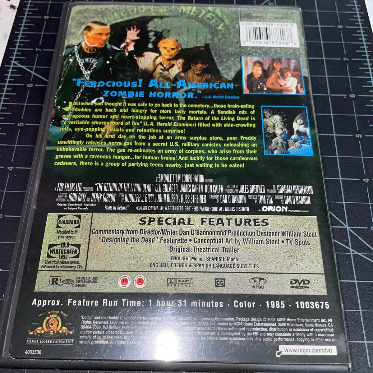 Return of the Living Dead (DVD, 2002, Widescreen) Zombies Jules