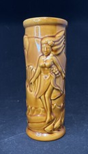 Bauer Pottery Amber Surfer Wahini Hawaiian Girl Tiki Cup Made In USA 8.25โ