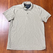 Eddie Bauer Travex Short Sleeve Polo Shirt Mens Large Active Fit Beige Tan Golf