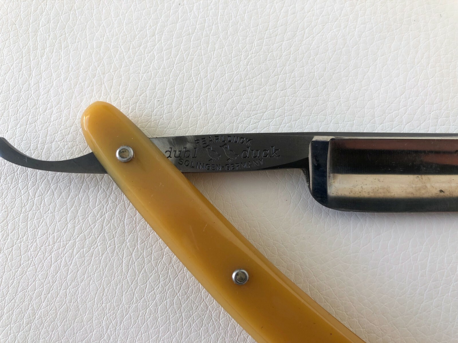 VINTAGE! STRAIGHT RAZOR Dubl Duck SPECIAL #1 Pearlduck Blade Solinger Germany